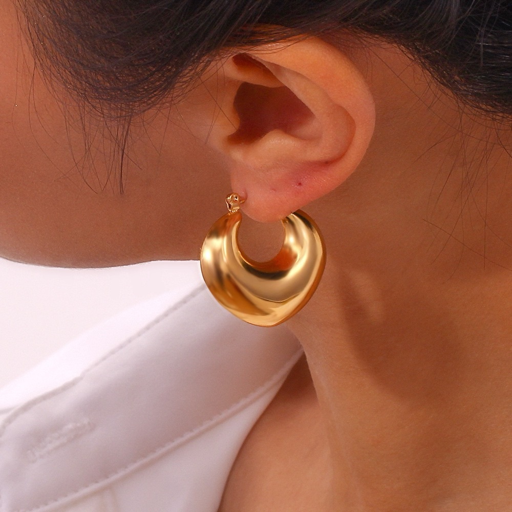 18K Gold Plated Hoop Earrings*Chunky Heart Earrings*Waterproof Jewelry - Picture 5 of 11